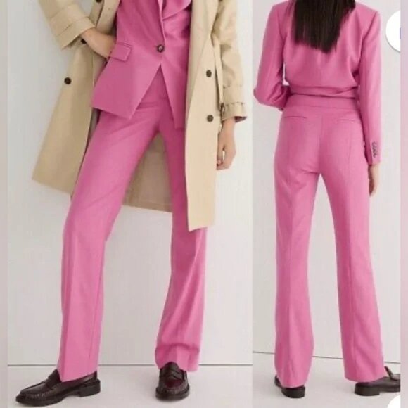 NWT J.Crew Willa High Rise Flare Trousers Pants Italian City Wool Pink 2 - Picture 11 of 11